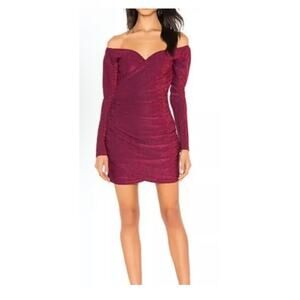 REVOLVE By The Way Mabel Off Shoulder Red Glitter Sparkly Dress New W/Tags! S